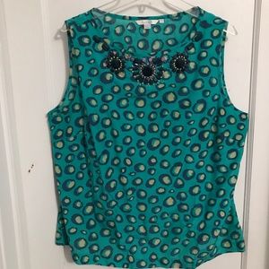 Biden green leopard print woven shirt, size US 16, Green